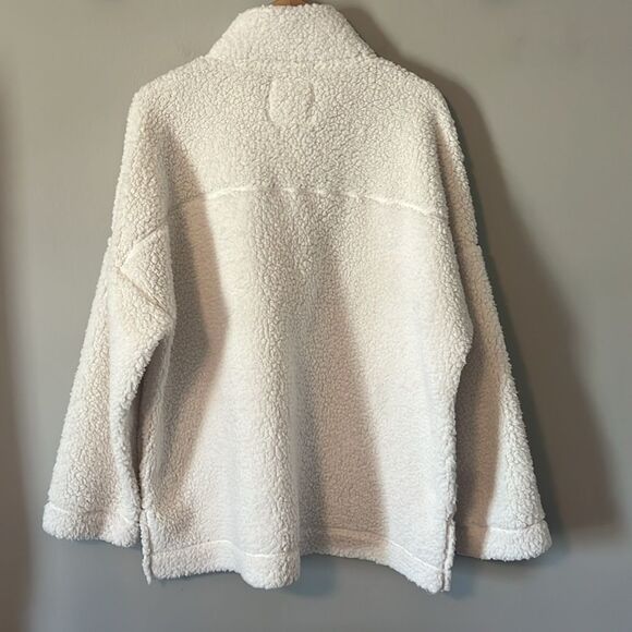 Aerie Cloud Sherpa Fleece Snap Pullover Ivory Size XL - Picture 6 of 13